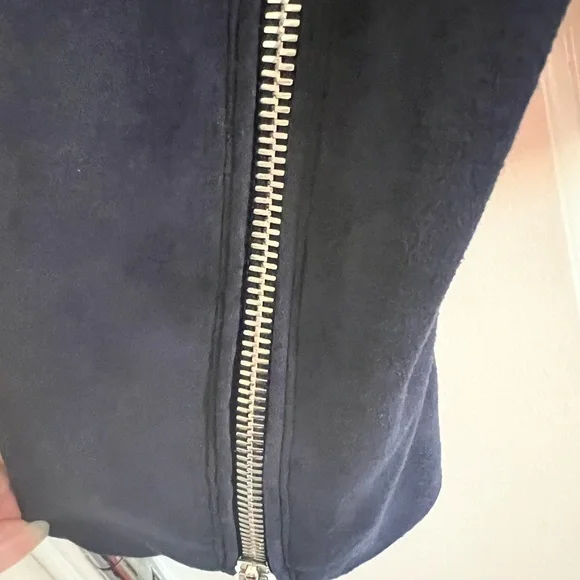 NWOT Theory Navy Velvet Moto Jacket w/Silver Details - Size M - Picture 5 of 8